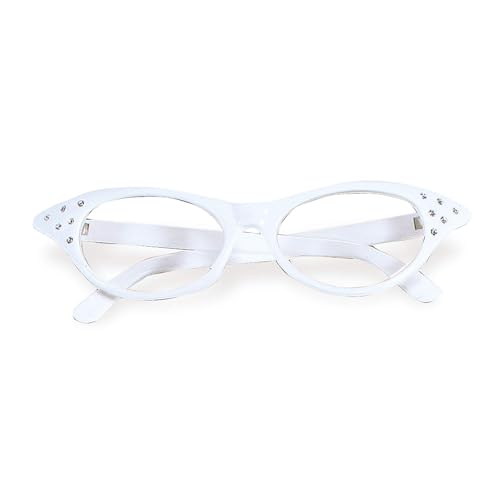 Widmann 96672 - Brille 50er Jahre, weiß mit Strasssteinen, Rock´n´Roll, Twist, Karneval, Mottoparty Widmann 96672 - Brille 50er Jahre, weiß mit Strasssteinen, Rock´n´Roll, Twist, Karneval, Mottoparty von W WIDMANN MILANO Party Fashion