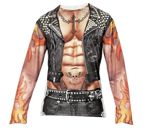 Widmann - Kostüm Biker / Rocker, Fotosublimation bedrucktes T-Shirt, Gang-Mitglied, Motto-Party, Karneval Widmann - Kostüm Biker / Rocker, Fotosublimation bedrucktes T-Shirt, Gang-Mitglied, Motto-Party, Karneval von WIDMANN MILANO PARTY FASHION