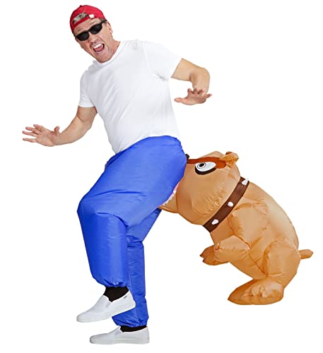 W WIDMANN MILANO Party Fashion - Aufblasbares Kostüm Bissiger Hund, mit integriertem Gebläse, Karneval, Mottoparty, Blau/Braun von WIDMANN MILANO PARTY FASHION