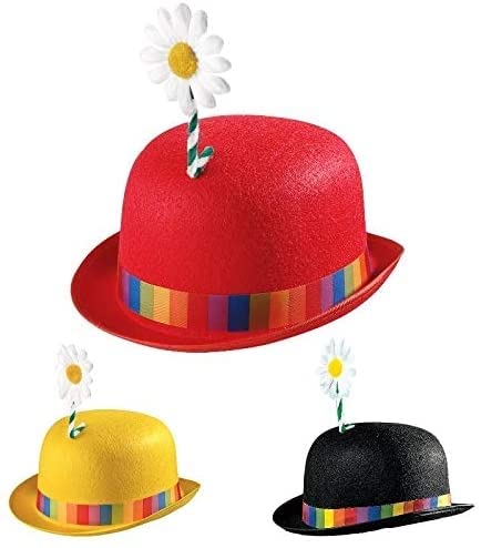 Widmann Clown Bowler mit Blume, 3 Farben, Bowler Hüte und Kopfbedeckung für Kostüme Zubehör Widmann Clown Bowler mit Blume, 3 Farben, Bowler Hüte und Kopfbedeckung für Kostüme Zubehör von Widmann