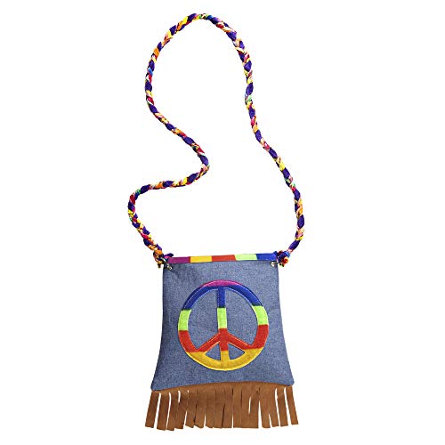 Widmann 9566H - Handtasche Hippie, Peace, mit Fransen, 60er Jahren, Accessoire, Kostüm, Karneval, Mottoparty von WIDMANN MILANO PARTY FASHION