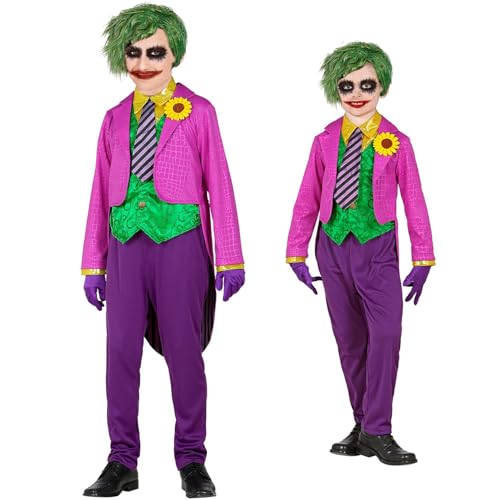 "EVIL CLOWN" (tailcoat with shirt and vest, pants, tie, gloves) - (140 cm / 8-10 Years) von WIDMANN