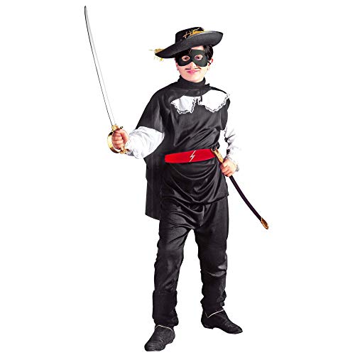 "MASKED BANDIT HERO" (coat, pants, belt, cape, eyemask) - (116 cm / 4-5 Years) von WIDMANN
