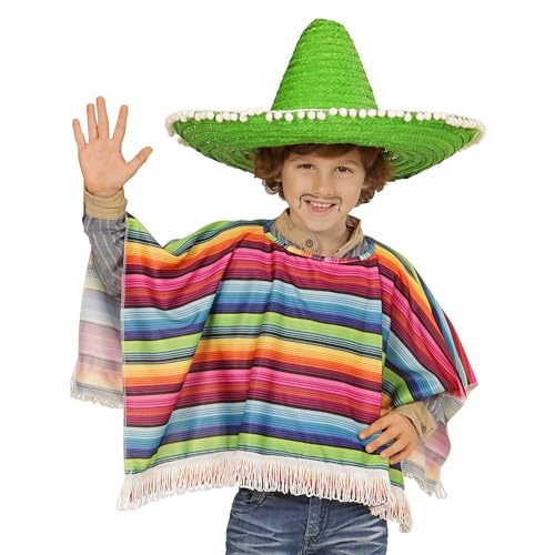 W WIDMANN MILANO Party Fashion - Kinderkostüm Mexikaner, Poncho, Karneval, Mottoparty, Einheitsgröße von WIDMANN MILANO PARTY FASHION