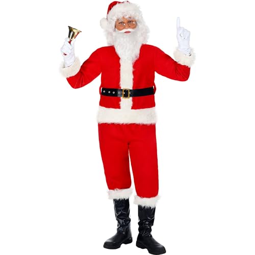 "SANTA CLAUS" (jacket, pants, belt, boot covers, hat, gloves) - (140 cm / 8-10 Years) von WIDMANN