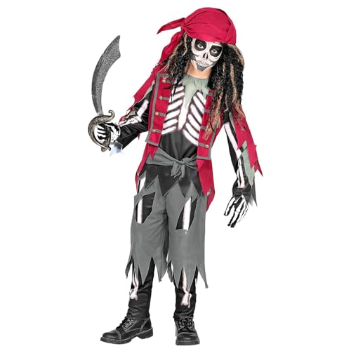 "PIRATE SKELETON" (shirt with vest and belt, pants, bandana) - (116 cm / 4-5 Years) von WIDMANN