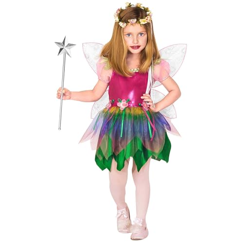 W WIDMANN MILANO Party Fashion - Kinderkostüm kleine Regenbogenfee, Kleid, Flügel, Schmetterling, Elfe, Karneval von W WIDMANN MILANO Party Fashion