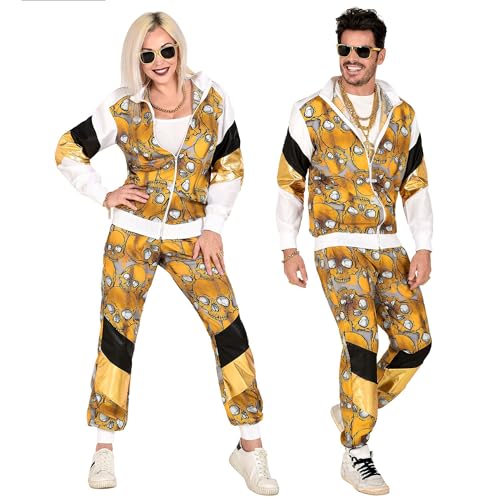 W WIDMANN MILANO Party Fashion - Kostüm Trainingsanzug, Totenköpfe, 80er Jahre Outfit, Jogginganzug, Faschingskostüme von WIDMANN