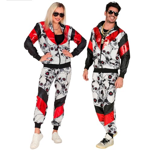 W WIDMANN MILANO Party Fashion - Kostüm 80er Jahre Trainingsanzug Totenköpfe, 80er Jahre Outfit, Jogginganzug, Bad Taste Outfit, Faschingskostüme von WIDMANN MILANO PARTY FASHION
