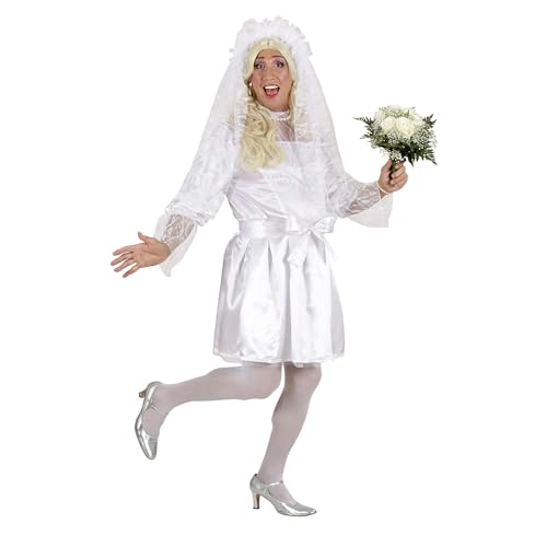 W WIDMANN MILANO Party Fashion - Kostüm Männliche Braut, Kleid, Gürtel, Kopfbedeckung mit Schleier, Drag Queen, Karneval, Mottoparty von WIDMANN