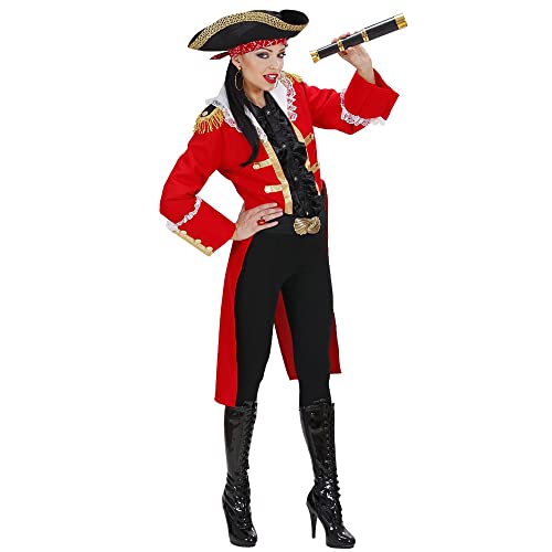 Widmann - Kostüm Piraten Kapitän, Frack mit Hut und Bandana, Seeräuber, Blünderer, Fasching, Mottoparty, Karneval, Rot von Widmann