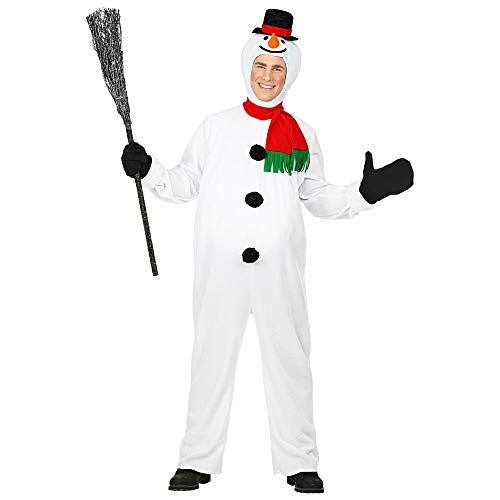 "SNOWMAN" (overalls with stuffed belly, headpiece with mask, gloves, scarf) - (XL) von WIDMANN