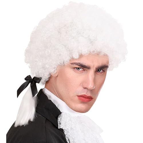 W WIDMANN MILANO Party Fashion M6394 - Perücke Mozart mit schwarzer Schleife, weiße Haare, Kunsthaar, Accessoires zu Faschingskostüme von W WIDMANN MILANO Party Fashion