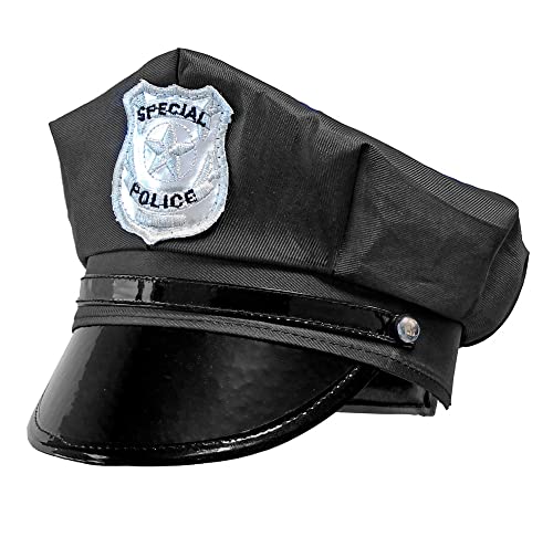 Widmann 03328 - Polizeimütze, Schwarz, Cop, Polizist, Hut, Kopfschmuck, Accessoire, Karneval, Mottoparty von WIDMANN