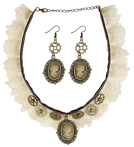 "STEAMPUNK LACE CHOKER & CAMEO EARRINGS" - von WIDMANN