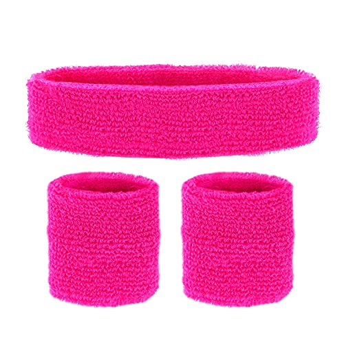 "NEON PINK SWEATBANDS SET" (headband and 2 wristbands) - von WIDMANN MILANO PARTY FASHION