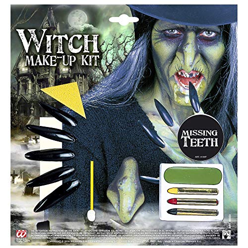 Widmann 40323 Schminkset Hexe mit Zubehör, Damen, Mehrfarbig, Einheitsgröße von Widmann