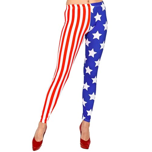 Widmann - USA Leggings, für Damen, dehnbare Hose, Stars and Stripes, Amerikanische Flagge, Alltag, Sport, Kostüm, Karneval, Mottoparty Widmann - USA Leggings, für Damen, dehnbare Hose, Stars and Stripes, Amerikanische Flagge, Alltag, Sport, Kostüm, Karneval, Mottoparty von WIDMANN MILANO PARTY FASHION