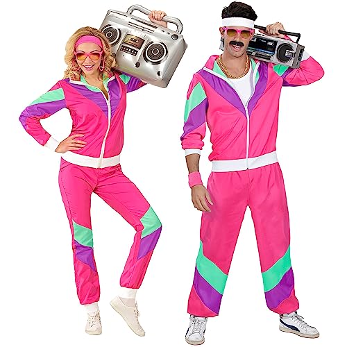 Widmann - Kostüm Trainingsanzug, rosa, 80er Jahre Outfit, Jogginganzug, Bad Taste Outfit, Faschingskostüme von WIDMANN MILANO PARTY FASHION