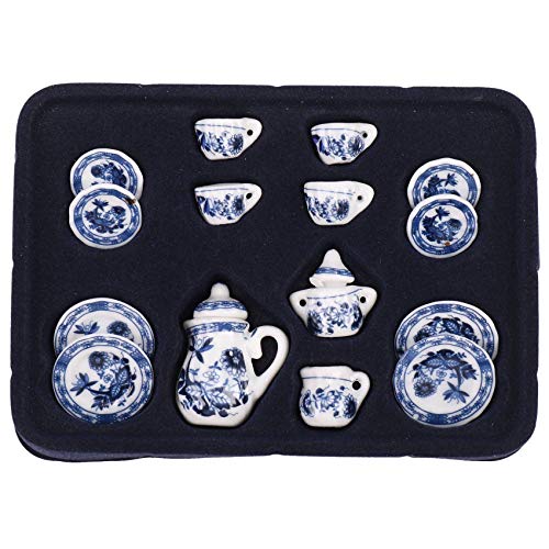 Widybord 1/12 Dining Ware China Keramik Tee-Set Puppenhaus Miniaturen Blaue von Widybord