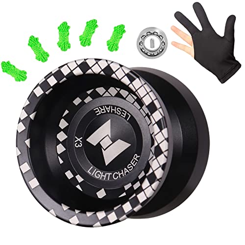 Widybord Nicht Ansprechbar Light Chaser X3 Wettkampf Yo-Yo, Legierungs Yo Yo für AnfäNger, und Tricks mit Handschuh und SchnüRen zu üBen von Widybord