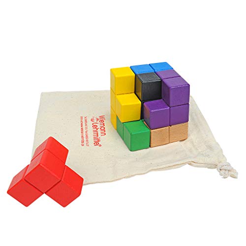 Wiemann Lehrmittel Soma-Würfel, buntes 3D-Würfel-Puzzle aus Holz, Knobelspiel von Wiemann Lehrmittel