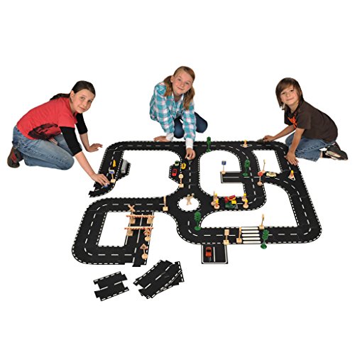 Wiemann Lehrmittel Verkehrsteppich-Bausatz, Straßenpuzzle rutschfest, Straßenbausatz für Kinder, 44 Teile von Wiemann Lehrmittel