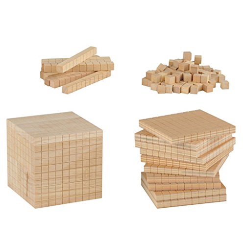 Wiemann Lehrmittel Würfelsatz-Zehnersystemsatz aus Holz im Holzkasten, Dezimalrechensatz von Wiemann Lehrmittel
