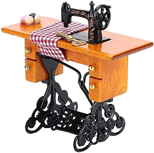 Puppenhaus Nähmaschine, 1:12 Puppenhaus Miniatur Möbel Holz Nähmaschine Puppenhaus Dekoration für Puppenhaus Zubehör Dekor Spielzeug von Wifehelper
