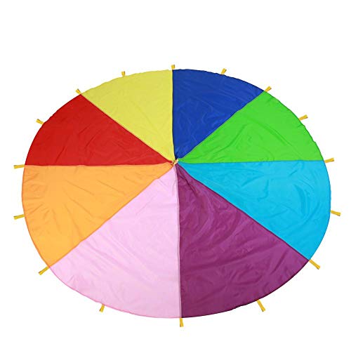 Wifehelper Fallschirm Spielen Zelt Kinder Spiel, Kinder Spielen Mehrfarbige Regenbogen Fallschirm Kinder Outdoor-Spiel Indoor Outdoor Picknick Decke Matten Party Sport Aktivitäten Gruppenübung (6m) von Wifehelper