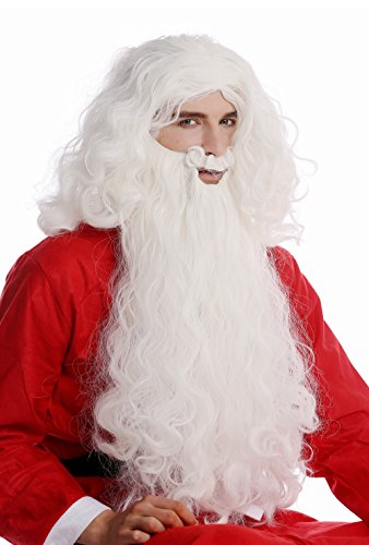 WIG ME UP - 08-A+B-ZA60 Perücke und Bart Set weiß Weihnachtsmann Santa Claus Nikolaus Knecht Ruprecht Zauberer von WIG ME UP