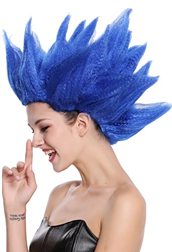 WIG ME UP - 91062-PC3 Perücke Damen Herren Karneval Halloween Cosplay Blume Tulpe Dämon Fee blau hochtoupiert von WIG ME UP