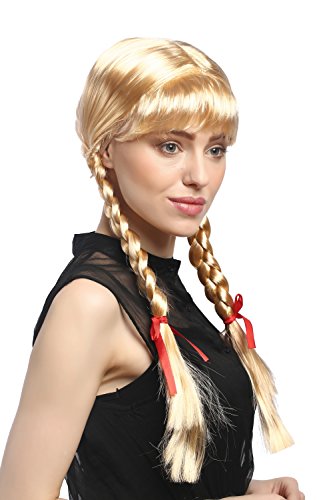 WIG ME UP - XR-008-P02 Perücke Damen Karnveval Fasching Cosplay Zöpfe geflochten mit Schleifen Pony Schulmädchen Lolita Blond Goldblond ca. 60 cm WIG ME UP - XR-008-P02 Perücke Damen Karnveval Fasching Cosplay Zöpfe geflochten mit Schleifen Pony Schulmädchen Lolita Blond Goldblond ca. 60 cm von WIG ME UP