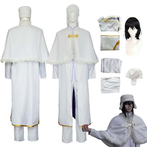 Anime Bungou Stray Dogs Feodore·D Cosplay Kostüm weißer Umhang mit Hut Damen und Herren Uniform komplettes Set mit Perücke Halloween Weihnachten Karneval Anime Party Rollenspiel Outfit Geschenk (XS) von Wigbiu