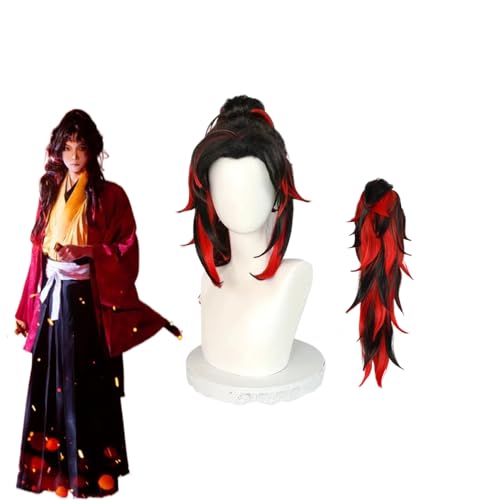 Anime Tsugikuni Yoriichi Cosplay Perücke für Demon Slayer lang schwarz rot mit Farbverlauf Kunstfaser Perücke für Erwachsene Männer Kinder Halloween Anime Party Weihnachtskarneval mit Perückenkappe Anime Tsugikuni Yoriichi Cosplay Perücke für Demon Slayer lang schwarz rot mit Farbverlauf Kunstfaser Perücke für Erwachsene Männer Kinder Halloween Anime Party Weihnachtskarneval mit Perückenkappe von Wigbiu