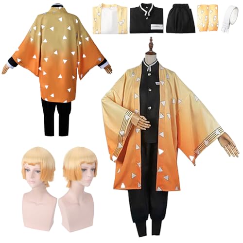 Wigbiu Agatsuma Zenitsu Cosplay Kostüm Outfit mit Perücke Demon Slayer Anime Cosplay Kostüme Mitsuri Nezuko Tanjiro Muichiro Rollenspiel Kleidung Samurai Kimono Uniform Anzug Set für Damen Herren Wigbiu Agatsuma Zenitsu Cosplay Kostüm Outfit mit Perücke Demon Slayer Anime Cosplay Kostüme Mitsuri Nezuko Tanjiro Muichiro Rollenspiel Kleidung Samurai Kimono Uniform Anzug Set für Damen Herren von Wigbiu