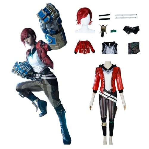 Wigbiu Anime Arcane Staffel 2 Vi Cosplay Outfit mit Perücke Jacke Hose Accessoires Kostüm komplettes Set Uniform Halloween Karneval Verkleidung Anzug für Damen und Herren (3XL) von Wigbiu