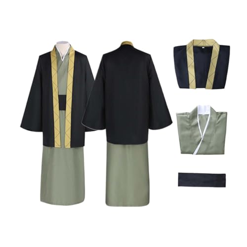 Wigbiu Anime Bungou Stray Dogs Fukuzawa Yukichi Cosplay Kimono Kostüm für Damen und Herren Uniform komplettes Set für Halloween Weihnachten Karneval Anime Party Rollenspiel Outfit Geschenk (XS) von Wigbiu