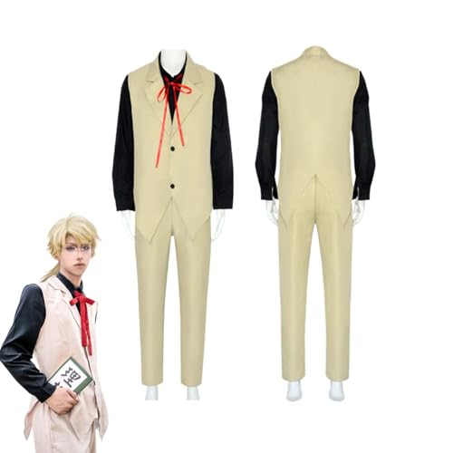 Wigbiu Anime Bungou Stray Dogs Kunikida Doppo Cosplay Kostüm für Damen und Herren Uniform Komplettset mit Perücke für Halloween Weihnachten Karneval Anime Party Rollenspiel Outfit Geschenk (XS) von Wigbiu