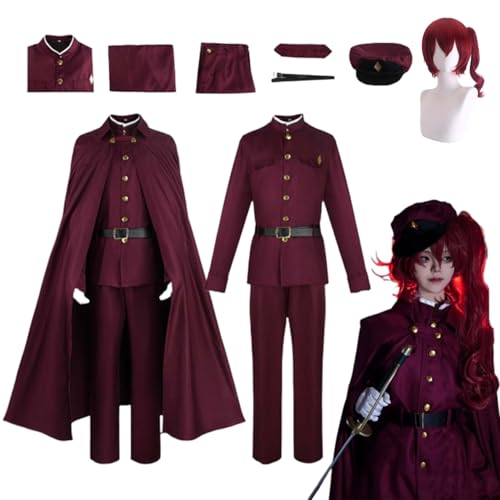 Wigbiu Anime Bungou Stray Dogs Okura Teruko Cosplay Kostüm für Damen und Herren Uniform Komplettset mit Perücke für Halloween Weihnachten Karneval Anime Party Rollenspiel Outfit Geschenk (XXXL) von Wigbiu