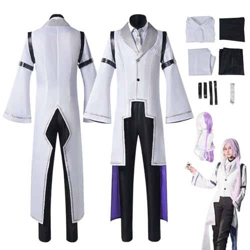 Wigbiu Anime Bungou Stray Dogs Sigma Cosplay Kostüm für Damen und Herren Uniform Komplettset mit Krawatte für Halloween Weihnachten Karneval Anime Party Rollenspiel Outfit Geschenk (XS) von Wigbiu