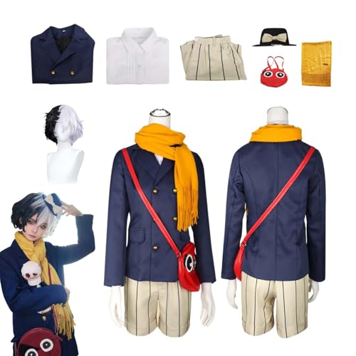 Wigbiu Anime Bungou Stray Dogs Yumeno Kyusaku Cosplay Kostüm für Damen und Herren Uniform Komplettset mit Perücke für Halloween Weihnachten Karneval Anime Party Rollenspiel Outfit Geschenk (L) von Wigbiu