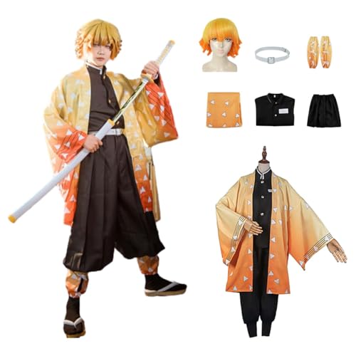 Wigbiu Anime Dämonentöter Agatsuma Zenitsu Cosplay Outfit für Kinder Erwachsene Kimono Kostüm mit Zubehör Perücke Karneval Unterhaltung Performance Halloween Kleidung Fantasy Geschenk Wigbiu Anime Dämonentöter Agatsuma Zenitsu Cosplay Outfit für Kinder Erwachsene Kimono Kostüm mit Zubehör Perücke Karneval Unterhaltung Performance Halloween Kleidung Fantasy Geschenk von Wigbiu