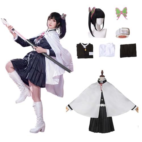 Wigbiu Anime Dämonentöter Tsuyuri Kanao Cosplay Kostüm Umhang für Teenager Erwachsene Frauen Uniform Anzug mit Perücke Zubehör Karneval Rollenspiel Halloween Kostüm Fantasy Geschenk von Wigbiu