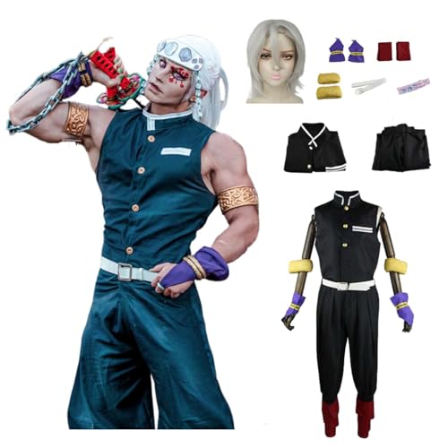 Wigbiu Anime Dämonentöter Uzui Tengen Cosplay Kostüm für Kinder Erwachsene Damen Outfit mit Perücke Stirn Accessoires Halloween Weihnachten Karneval Rollenspiel Kleidung Geschenk von Wigbiu