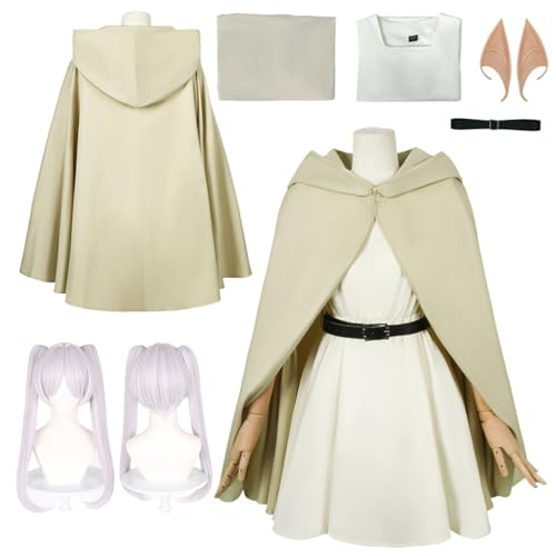 Wigbiu Anime Frieren Cosplay Kostüm mit Perücke und Ohren Frieren at the Funeral Cosplay Kostüm Rockanzug Himmel Fern Stark Heiter Ubel Rollenspiel Kleidung Uniform Set für Damen Herren Kinder Wigbiu Anime Frieren Cosplay Kostüm mit Perücke und Ohren Frieren at the Funeral Cosplay Kostüm Rockanzug Himmel Fern Stark Heiter Ubel Rollenspiel Kleidung Uniform Set für Damen Herren Kinder von Wigbiu