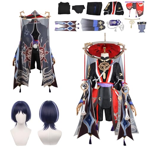 Wigbiu Anime Genshin Impact Costume Game Characters Hiker Cosplay Outfit Skirt Jacket Uniform Accessories Full Set Clothing Halloween Carnival Fancy Dress Up Suit for Women Unisex von Wigbiu