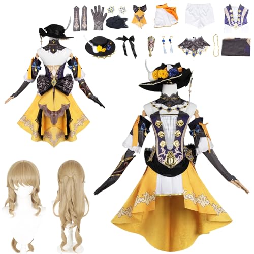 Wigbiu Anime Genshin Impact Kost m Spielfiguren Navia Caspar Cosplay Outfit Rock Jacke Uniform Accessoires Komplettset Wigbiu Anime Genshin Impact Kost m Spielfiguren Navia Caspar Cosplay Outfit Rock Jacke Uniform Accessoires Komplettset von Wigbiu
