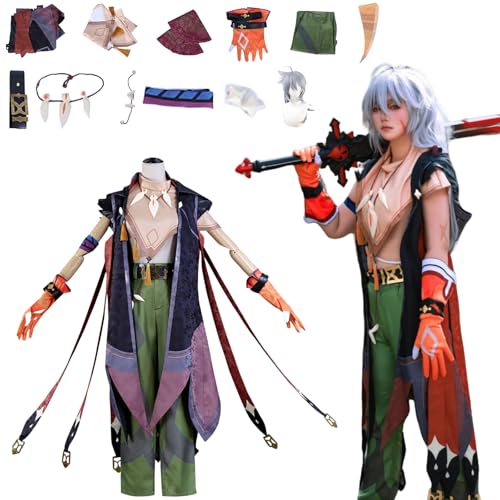 Wigbiu Anime Genshin Impact Kostüm Spielfiguren Razor Cosplay-Outfit Rock Jacke Uniform Zubehör Komplettes Kleidungsset Halloween Karneval Kostüm für Damen Unisex von Wigbiu