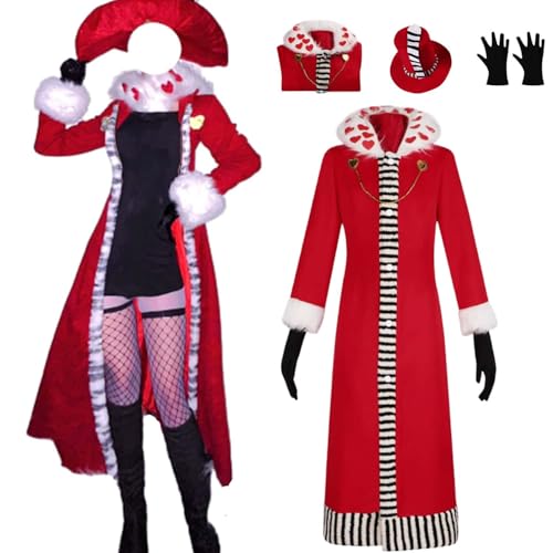 Wigbiu Anime Hazbin Hotel V’alentino Cosplay Kostüm für Kinder Erwachsene Frauen Outfit mit Hut Robe Accessoires komplettes Set Halloween Weihnachten Karneval Rollenspiel Uniform (S) von Wigbiu